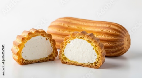 Wallpaper Mural Two halves of a creamfilled eclair pastry isolated on white background Torontodigital.ca