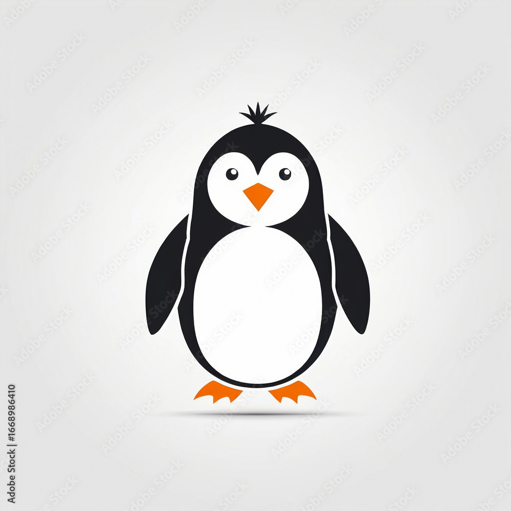 Fototapeta premium Charming penguin character standing on a neutral background