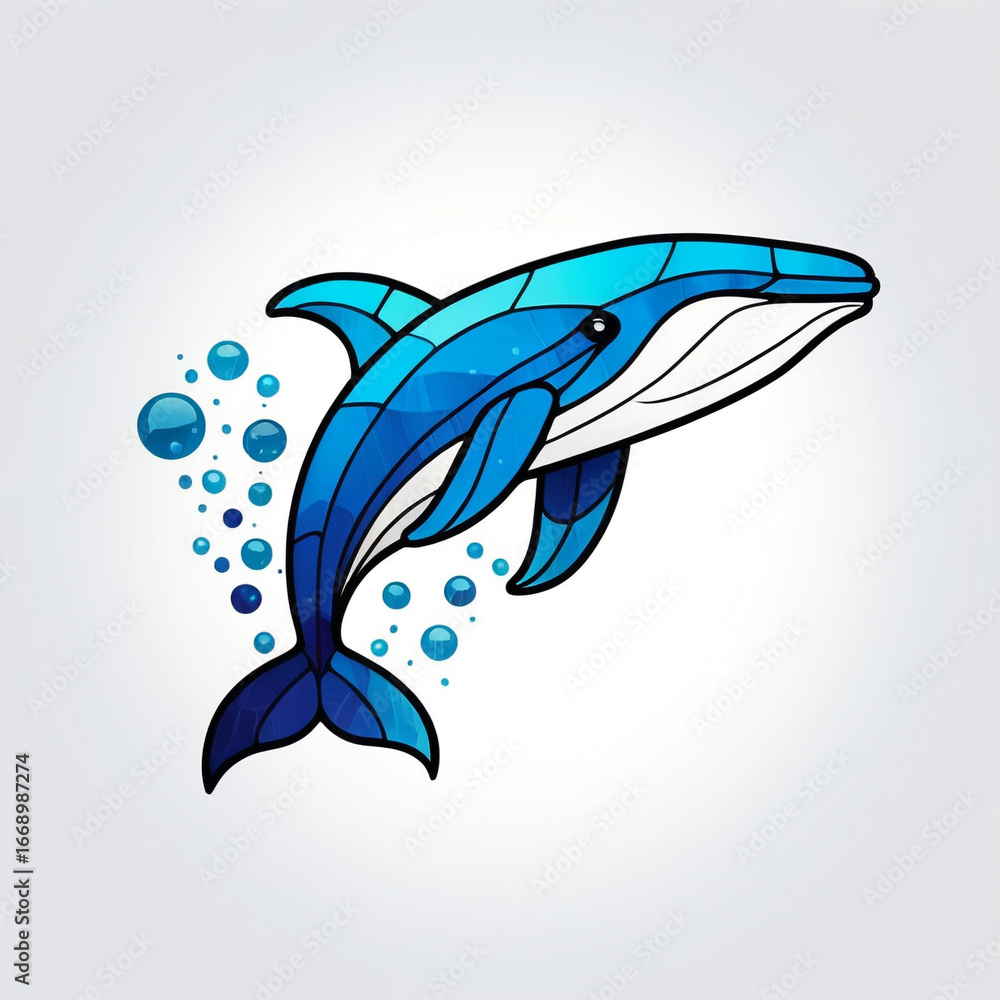 Naklejka premium Majestic whale gliding through the vibrant ocean depths