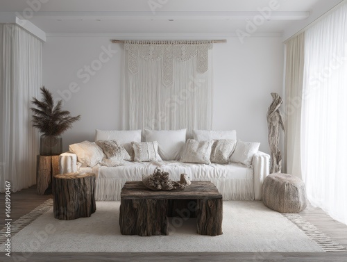 A serene living room boasts...