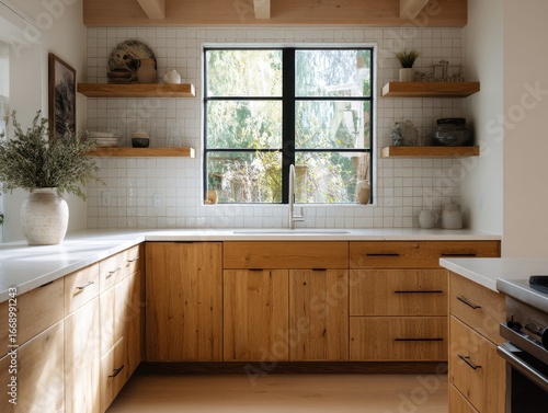 A modern kitchen design fea...