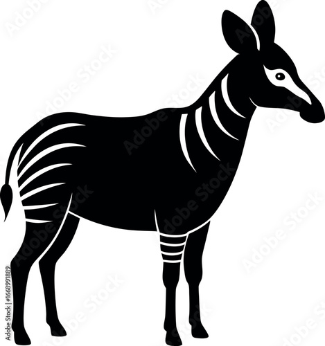 Stylized Okapi Silhouette with Striped Legs and White Neck Markings