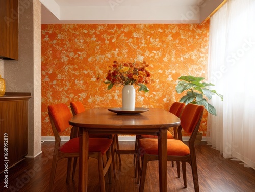 A mid-century modern dining...