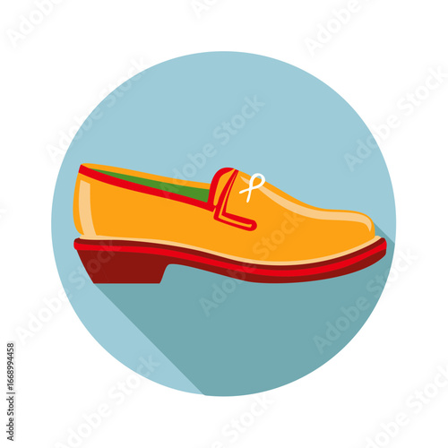 Classic yellow loafer shoe with colorful details modern flat design illustration for fashion and style
