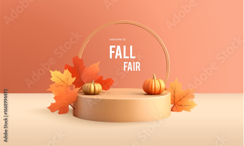 Autumn advertising banner with product showcase