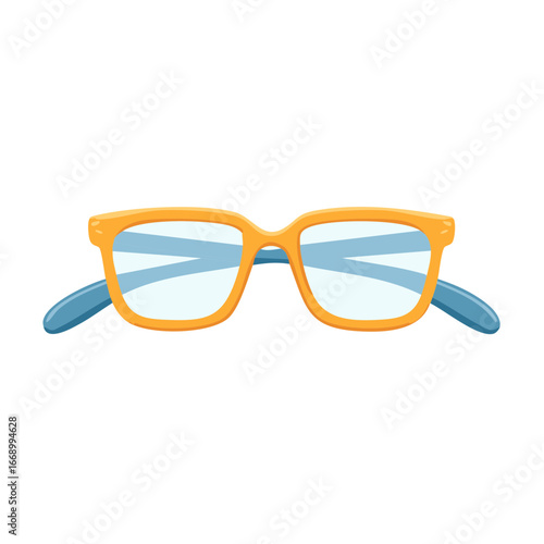 Glasses with Orange Frame and Blue Temples Eye Care Illustration