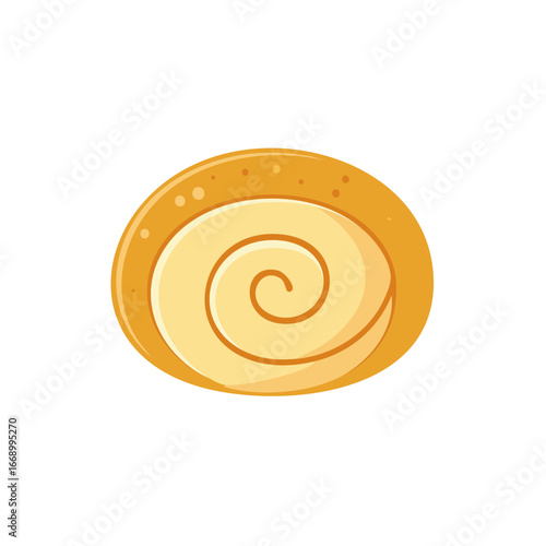 Simple illustration of a swiss roll cake with cream filling