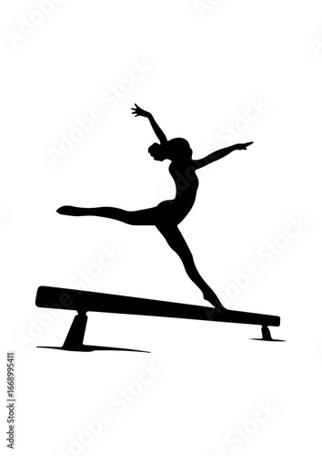 Silhouette of a Gymnast on a Balance Beam