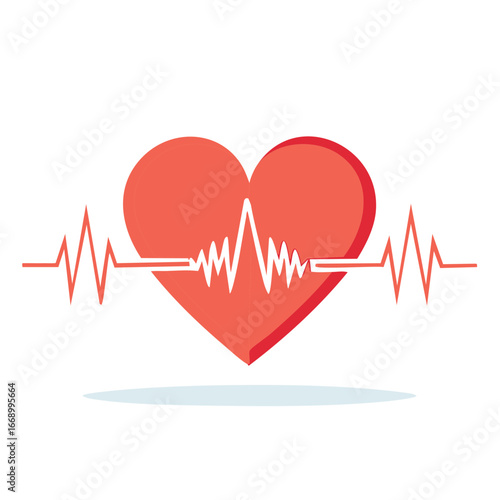 Heart shape with EKG line representing heartbeat and health concepts.