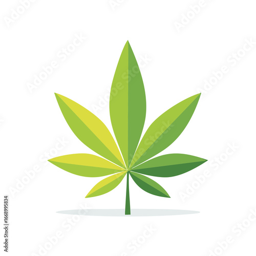 Green Marijuana Leaf Symbol Isolated on White Simple Shape Marijuana Vector