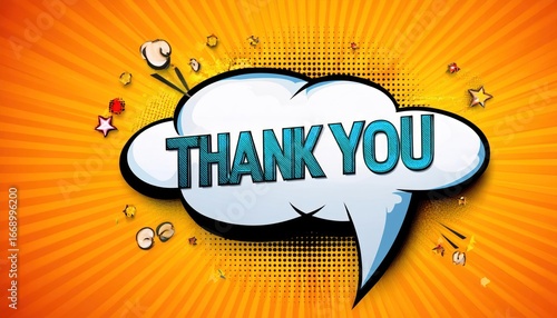 Pop Art Comic Style 'Thank You' Word Bubble - Vibrant Message Design