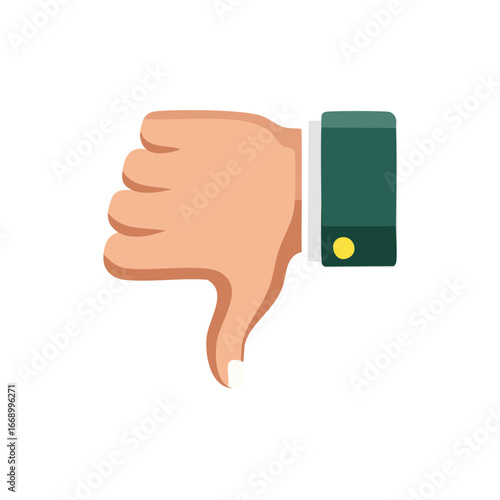 Cartoon style hand with thumb down, conveying negative feedback and disapproval.