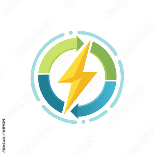 Circular diagram with lightning bolt symbolizing energy and regeneration