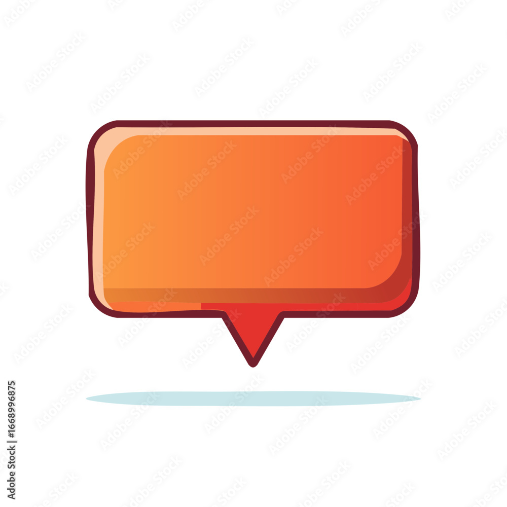 Vibrant Orange Rectangular Speech Bubble Illustration with Shadow for Message Delivery