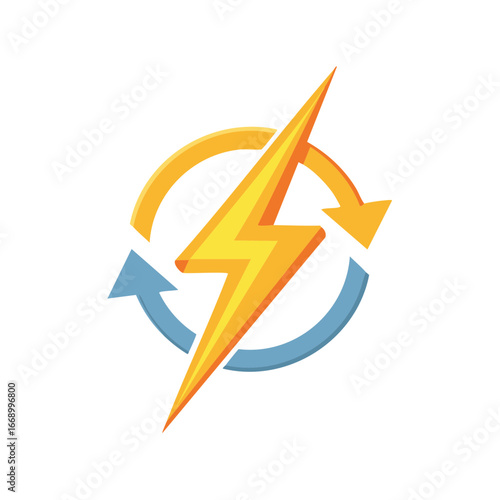 Free Download Electricity icon design with lightning bolt and arrows around the circle - GFXLoad