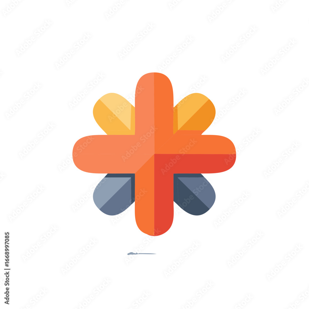Obraz premium Abstract geometric cross shape with rounded petals and gradient colors