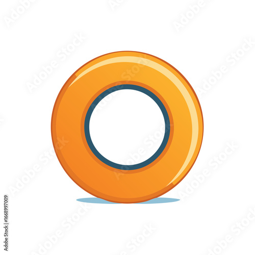 Bright orange inflatable swimming ring for summer pool vacation fun
