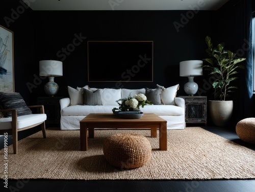 A modern living room, featu...