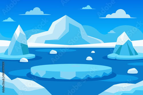 A cartoon arctic ice landscape vector illustration