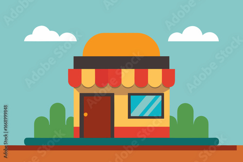 A classic cartoon burger shop scene vector illustration