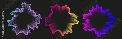 Radial equalizer forming neon sound wave circle. Vector spectrum for music, sound visualization, or voice recognition