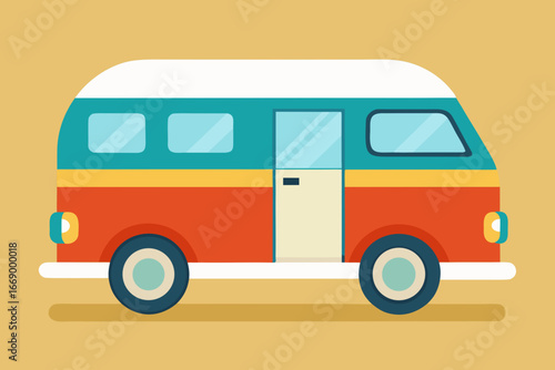 A simple illustration of a cartoon camper van vector illustration