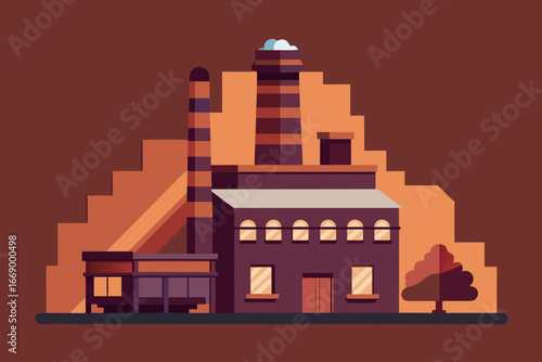 The interior of a cartoon chocolate factory vector illustration