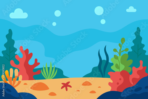 A cartoon underwater scene of a coral lagoon vector illustration