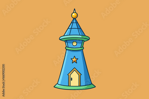 A magical cartoon enchanted tower vector illustration
