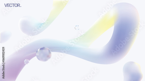 An Abstract Representation of Fluid Motion Featuring Soft Pastel Colors and Vibrant Bubbles