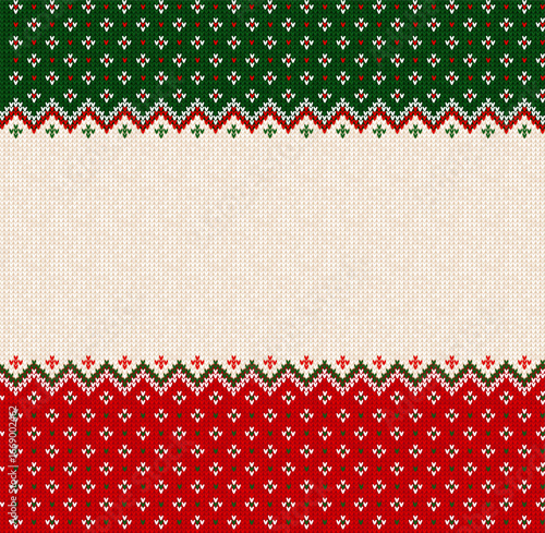 Cozy Knitted Christmas Border with Snowflakes