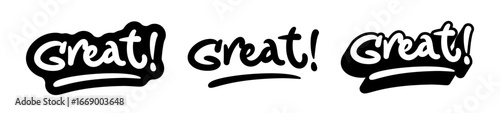Great hand lettering calligraphy design set with outline and shadow.