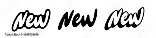 NEW hand lettering calligraphy design set with outline and shadow.