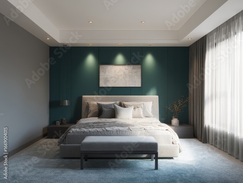 A stylish bedroom interior ...