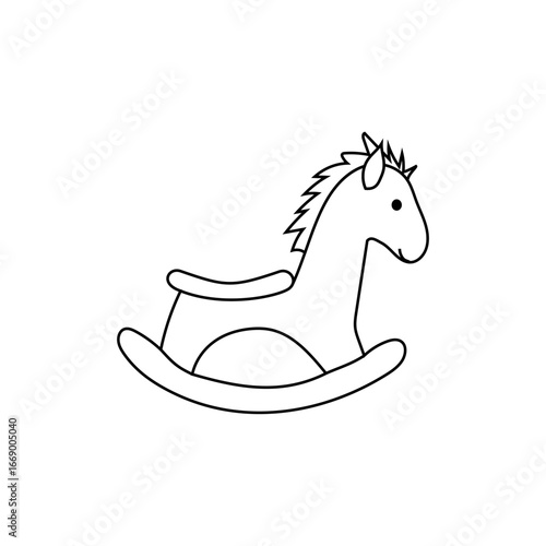 Rocking horse icon. Children toy symbol. Wooden horse outline. Vector childhood illustration.
