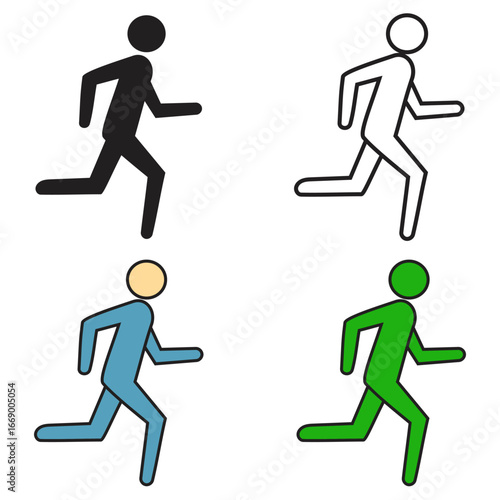 People running figures. Jogging activity symbol. Athletes Vector illustration. Healthy lifestyle concept.