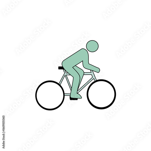 Man riding bicycle. Sports lifestyle illustration. Cycling activity symbol. Outline Vector illustration.
