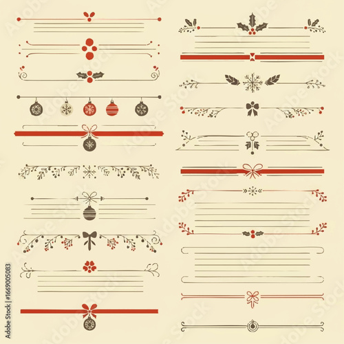 Collection of decorative dividers with Christmas-themed embellishments.