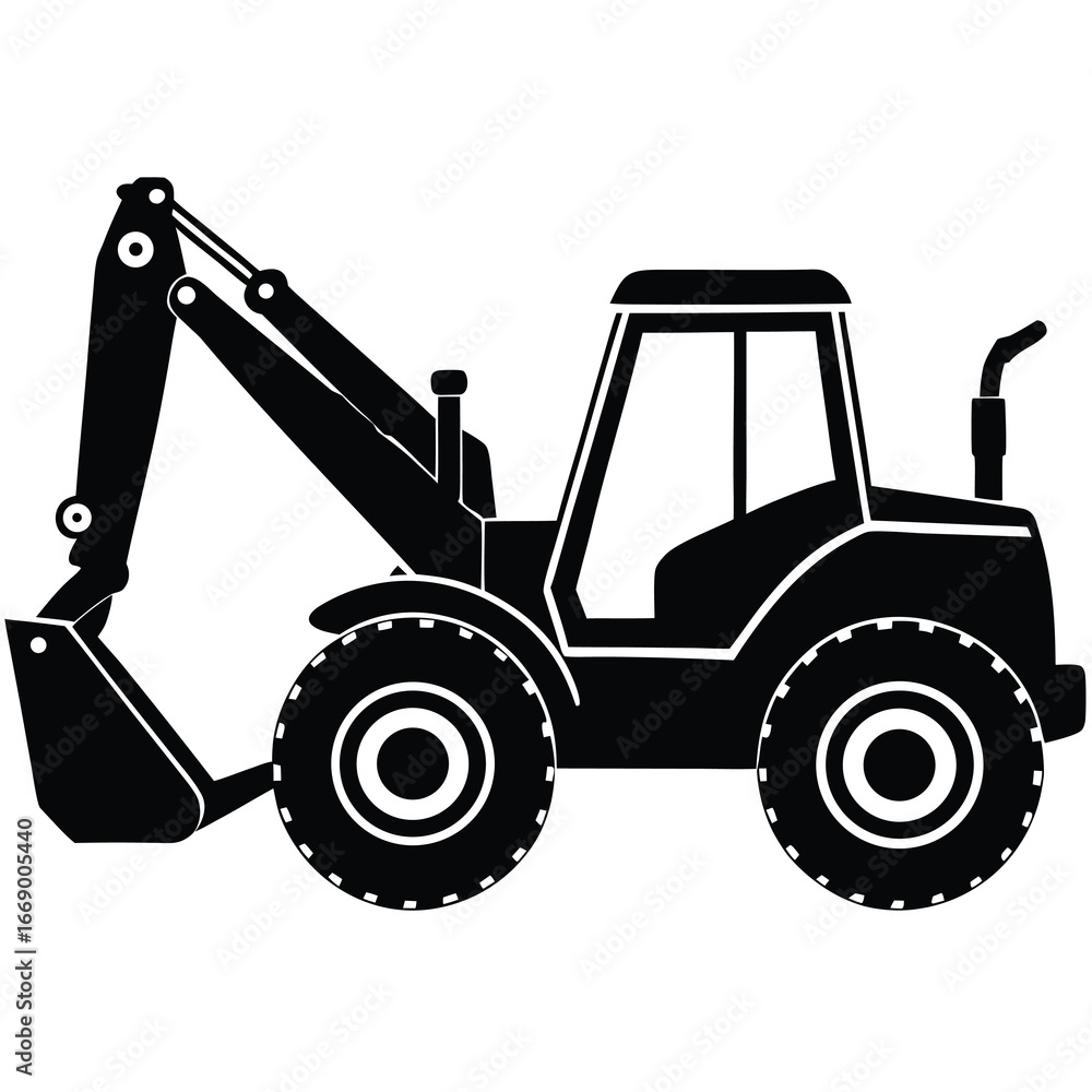 Fototapeta premium backhoe loader silhouette vector art