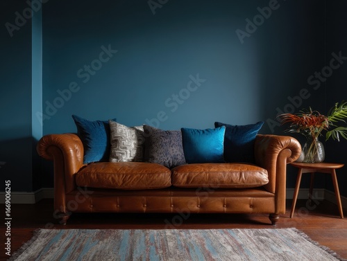 A luxurious leather sofa wi...