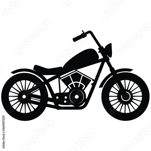 chopper bike silhouette vector art