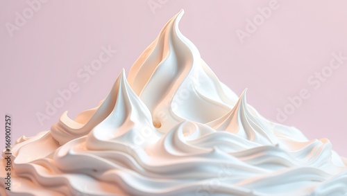 Whipped Cream Dream: A close-up shot captures a swirl of fresh, creamy whipped delight, its texture inviting and its form suggestive of a mountain peak.