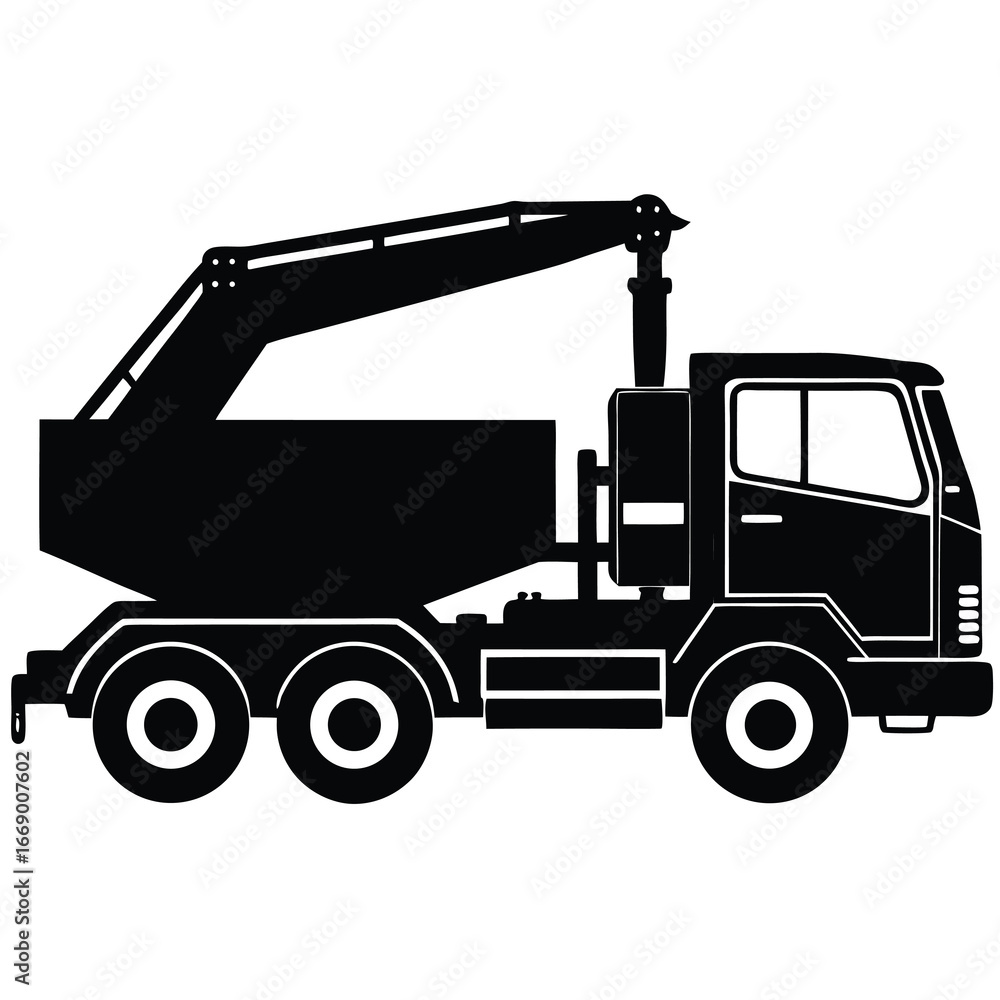 Fototapeta premium concrete pump truck silhouette vector art