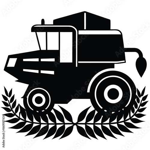 combine harvester silhouette vector art