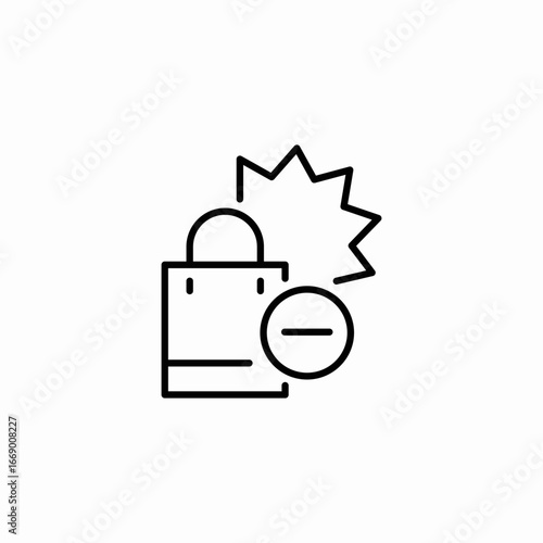 subtract bag icon sign vector