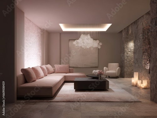 A contemporary living room,...