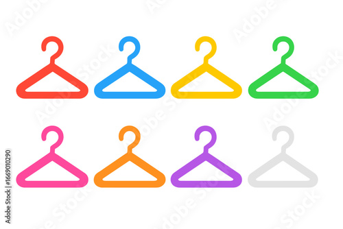 Colorful Clothes Hangers. Flat vector mini-illustrations colorful hangers in colors children's illustrations: red hanger, blue