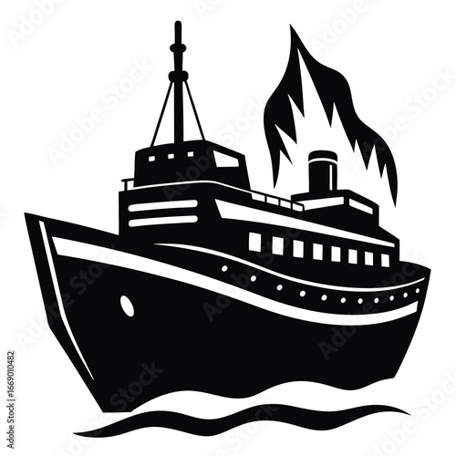 icebreaker ship silhouette vector art