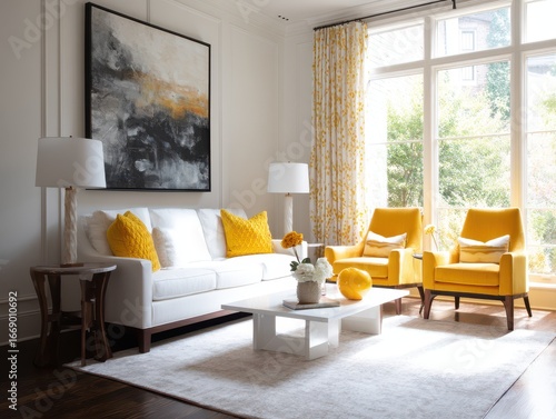 A bright living room featur...