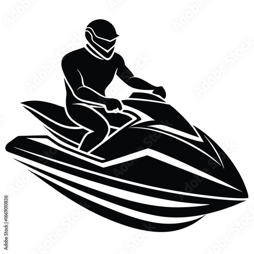 jet ski rider silhouette vector art